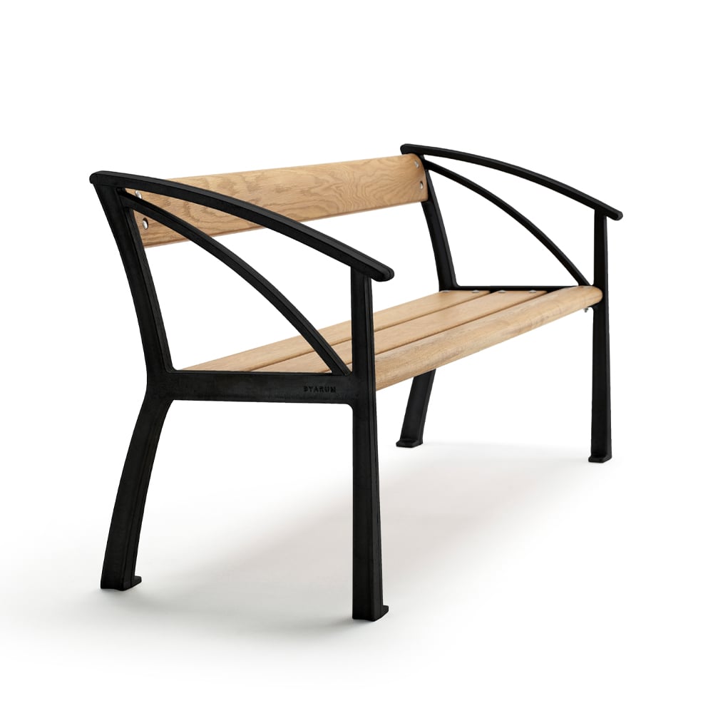 Byarums bruk Vasa soffa Ek olja, svart stativ | Skandinavisk Design | Trädgårdsbänkar | Beige