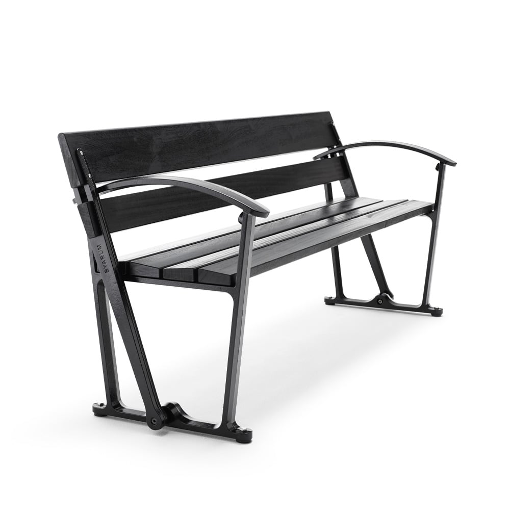 Byarums bruk Waterloo soffa Mahogny svart lasyr, svart stativ