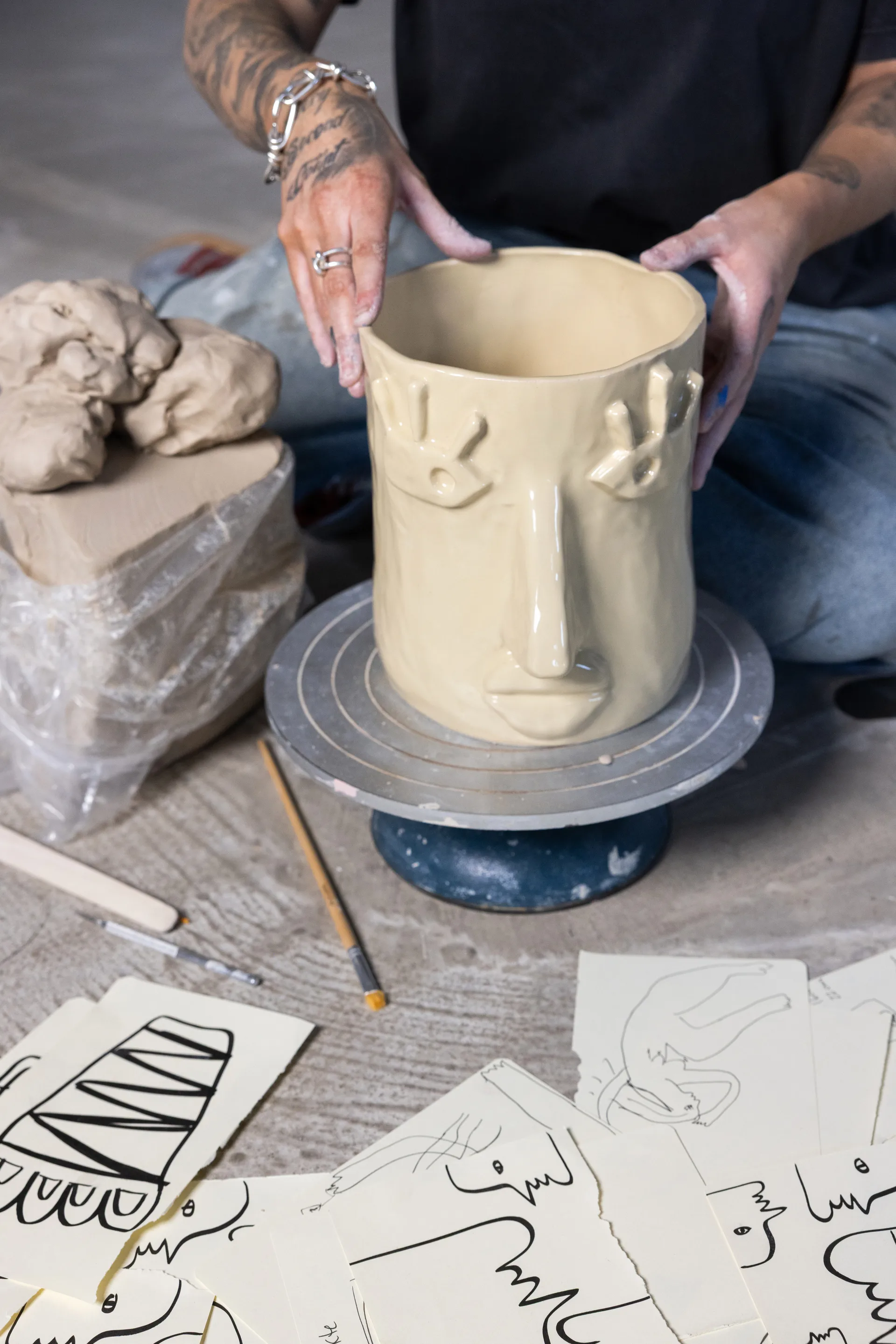 Facy kruka L 24x19x22 cm, Beige Byon