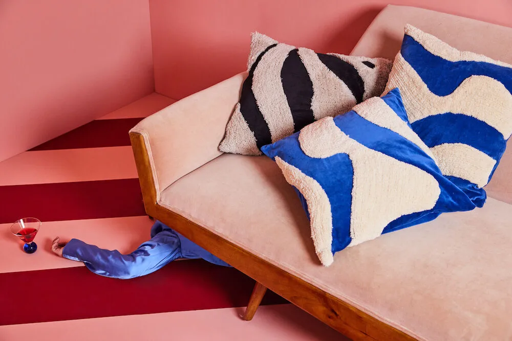 Fluffy kudde 50x50 cm, Blue-beige Byon