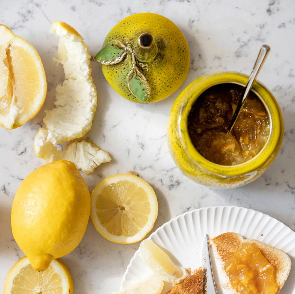 Lemon jam skål med lock 15,5 cm, Gul Byon