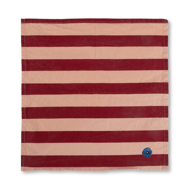 Byon Leya stripe servett 45x45 cm 2-pack Röd-rosa | Skandinavisk Design | Tygservetter | Röd