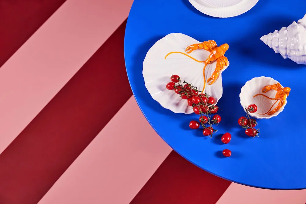 Lobsti serveringsfat, Vit-orange Byon