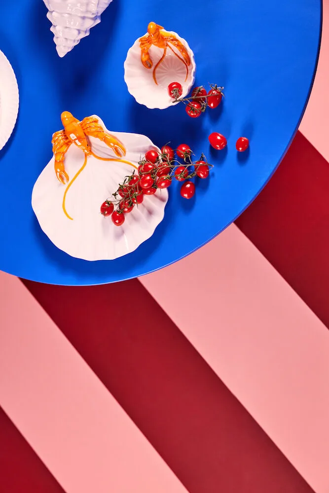 Lobsti serveringsfat, Vit-orange Byon