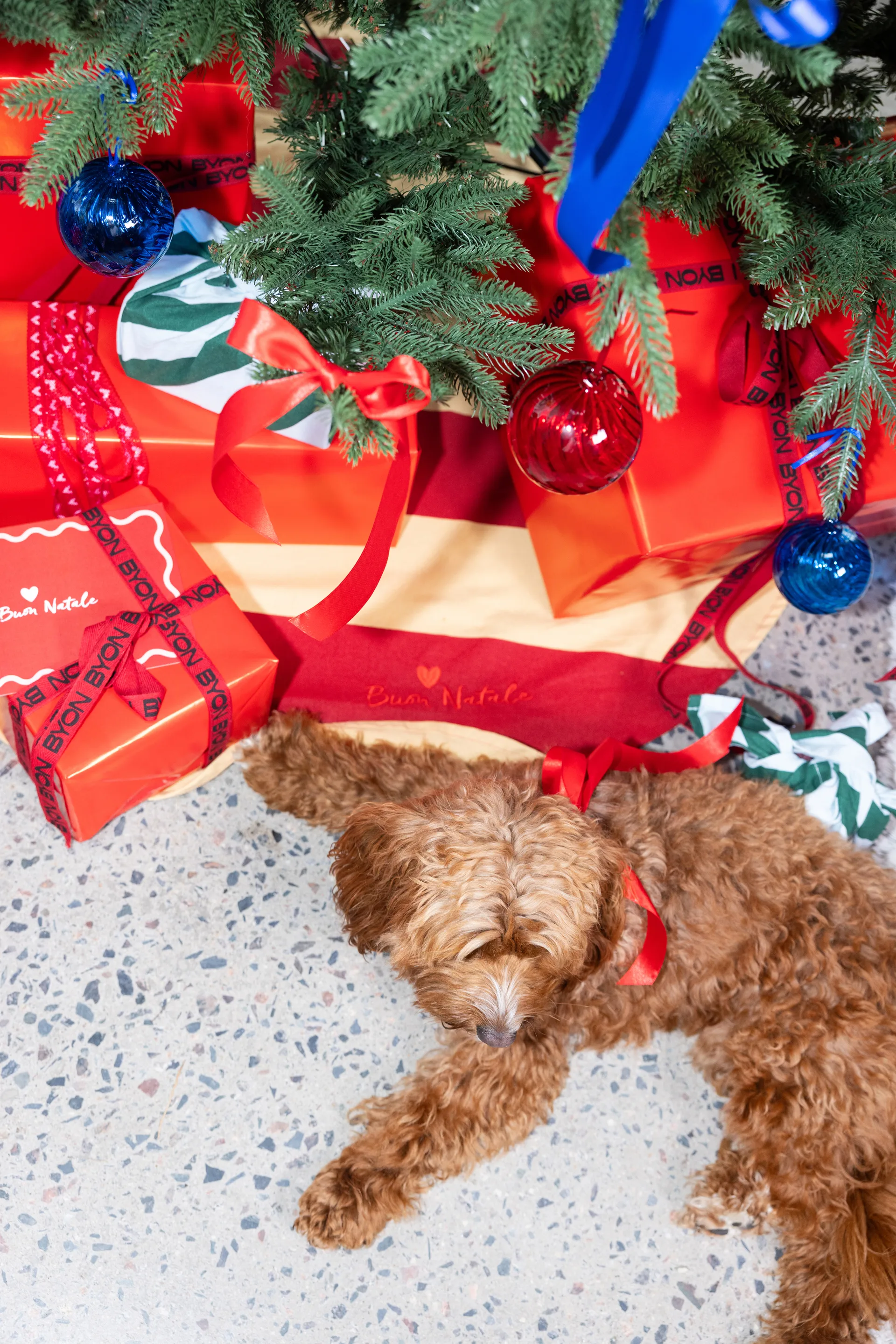 Love julgransmatta Ø100 cm, Röd-sand Byon