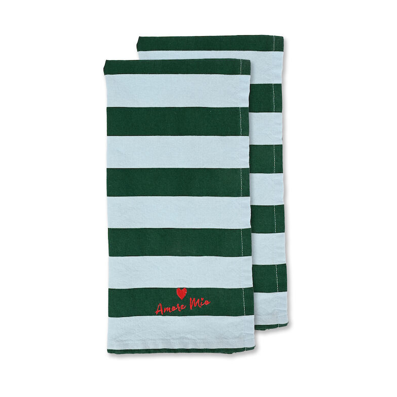 Byon Love kökshandduk 50x70 cm 2-pack Grön-ljusblå | Skandinavisk Design | Kökshanddukar | Grön