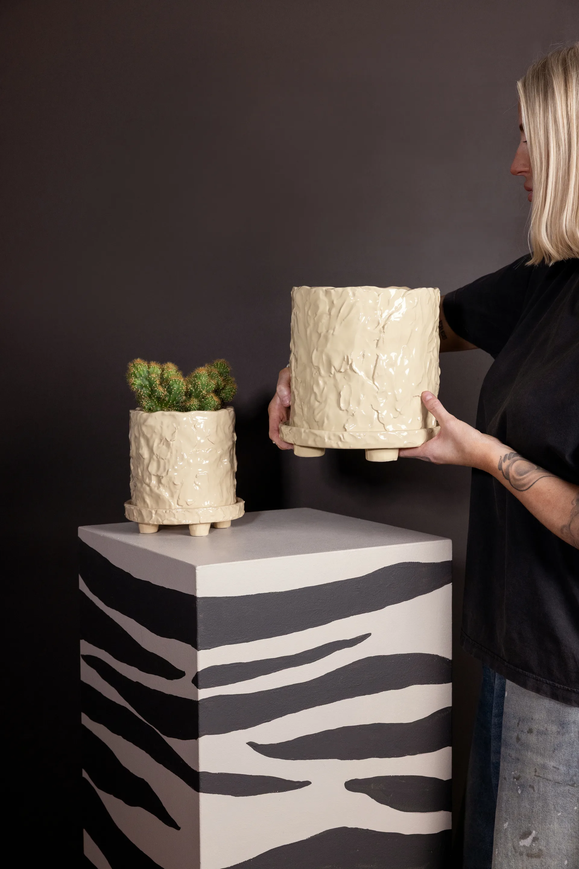 Muddy kruka L Ø23 cm, Beige Byon