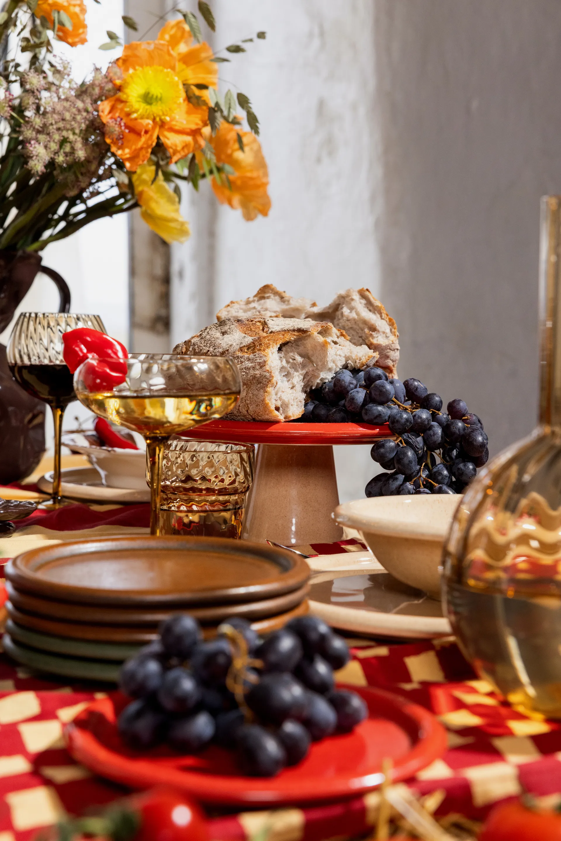 Porto kakfat Ø26x11 cm, Röd-beige Byon