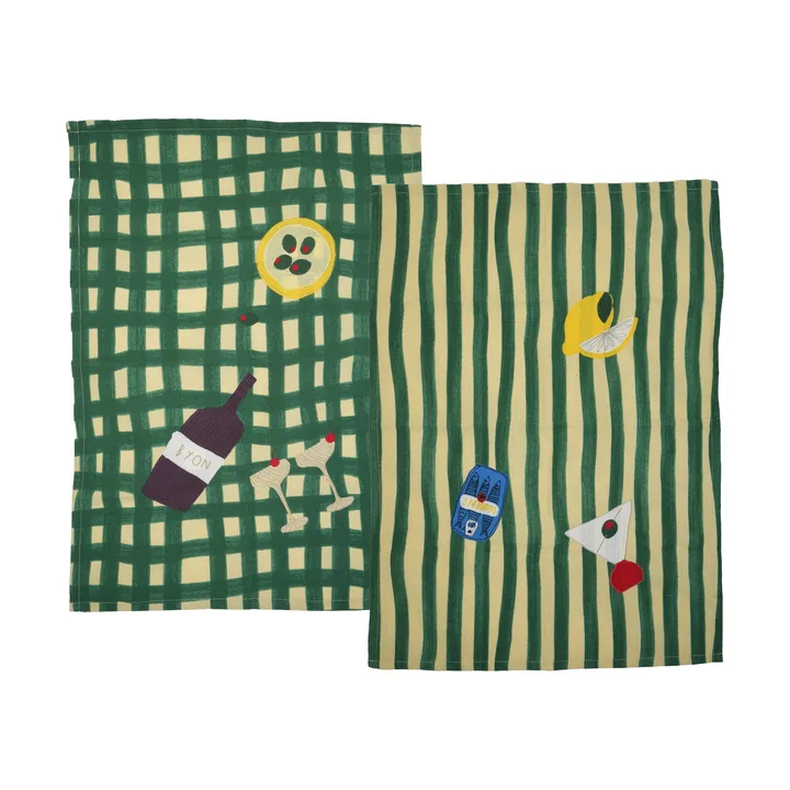 Sera kökshandduk 2-pack - Grön, 50x70 cm - Byon