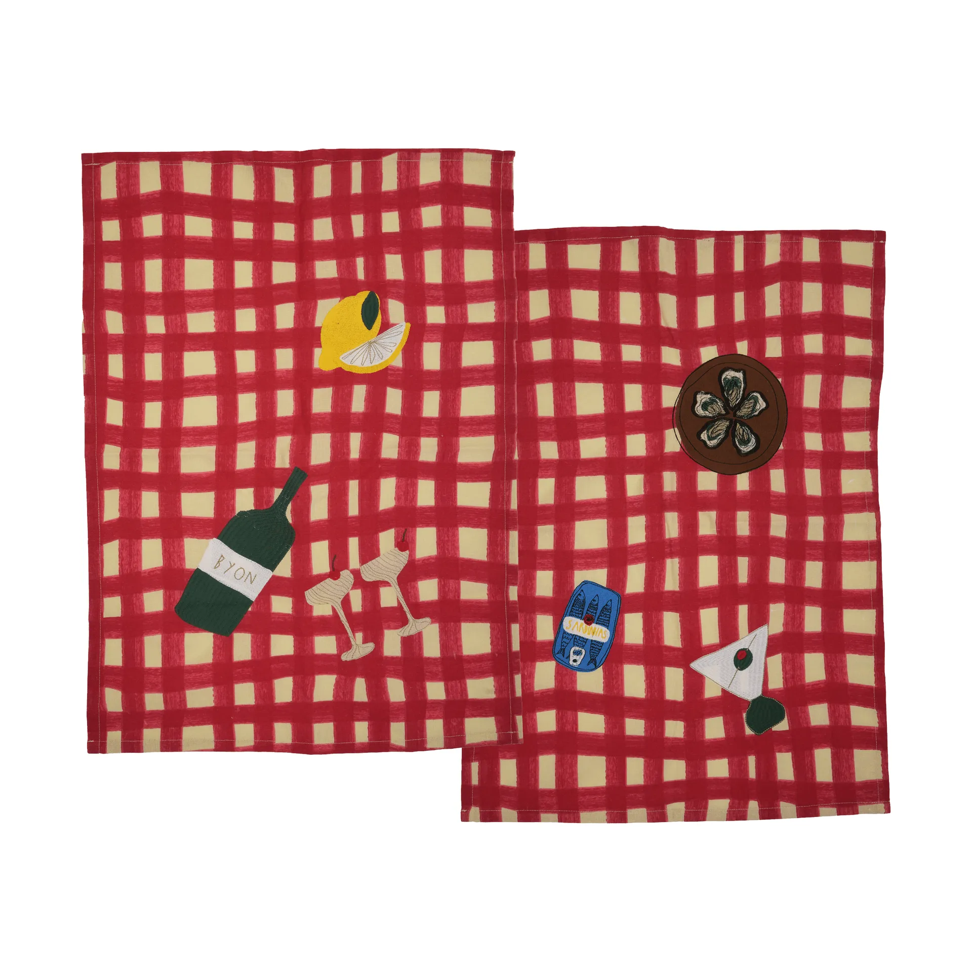 Sera kökshandduk 2-pack, Röd, 50x70 cm Byon