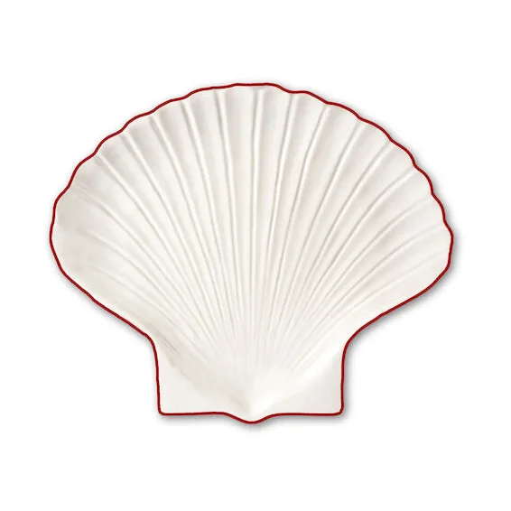 Shell Line assiett S 13x16 cm, Vit-röd