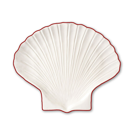 Byon Shell Line assiett S 13x16 cm Vit-röd | Skandinavisk Design | Assietter | Rosa