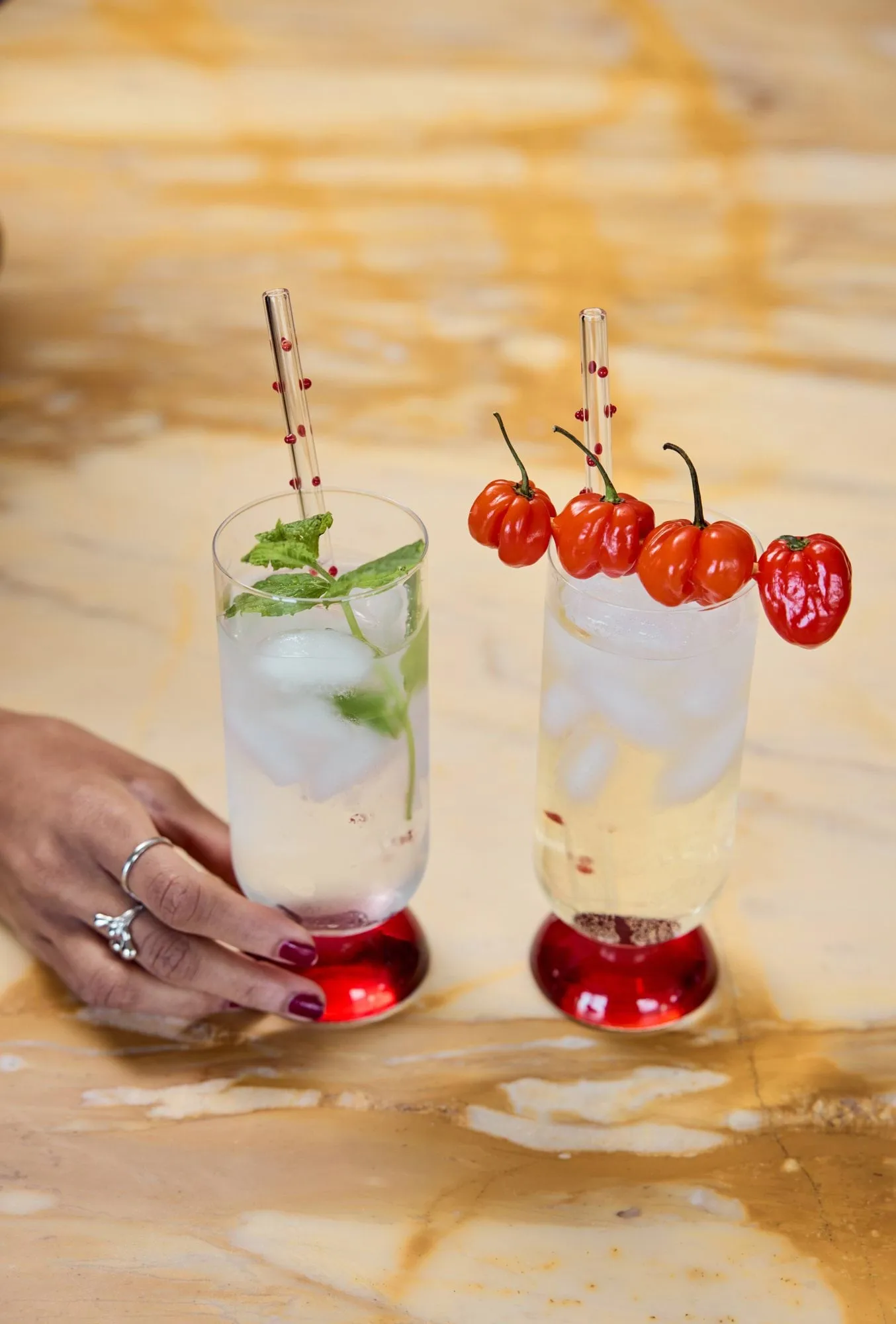 Spice högt dricksglas 38 cl 2-pack, Klar-röd Byon