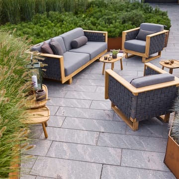 Angle loungefåtölj - tyg dark grey, teak - Cane-line