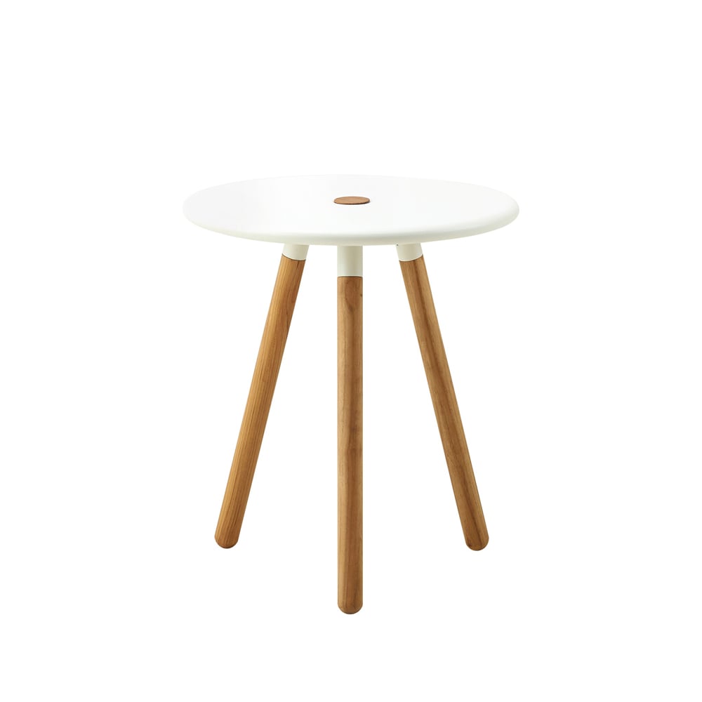 Cane-line Area bord/pall 40 cm White, ben i teak | Skandinavisk Design | Trädgårdsstolar | Vit
