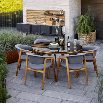 Aspect matbord runt - smokey black, teakunderrede - Cane-line