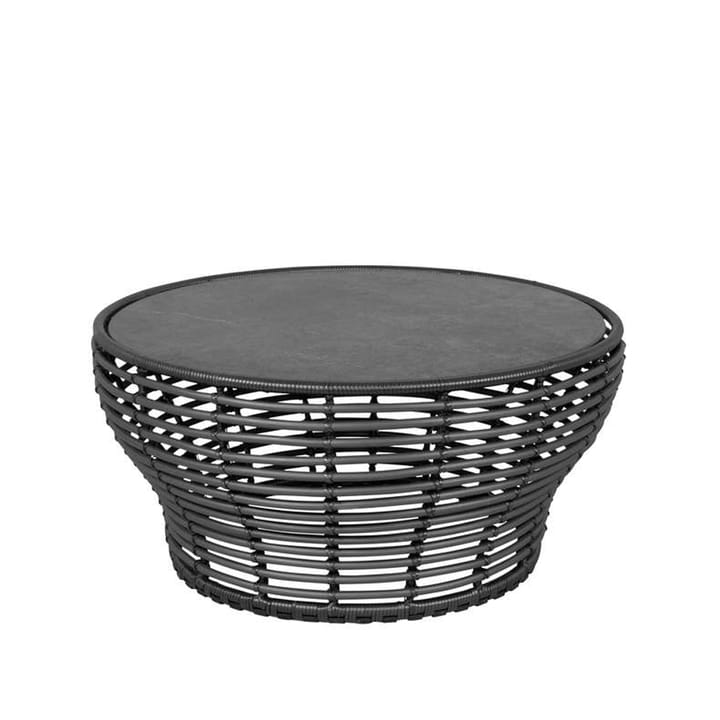 Basket soffbord - fossil black, stor, grått flätat underrede - Cane-line