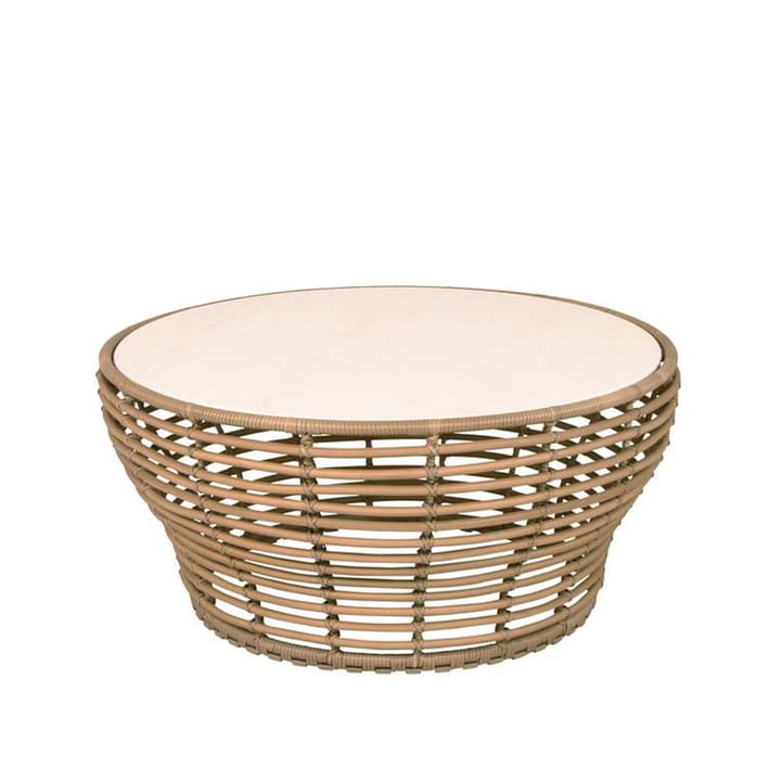 Basket soffbord - travertine, stor, naturflätat underrede - Cane-line