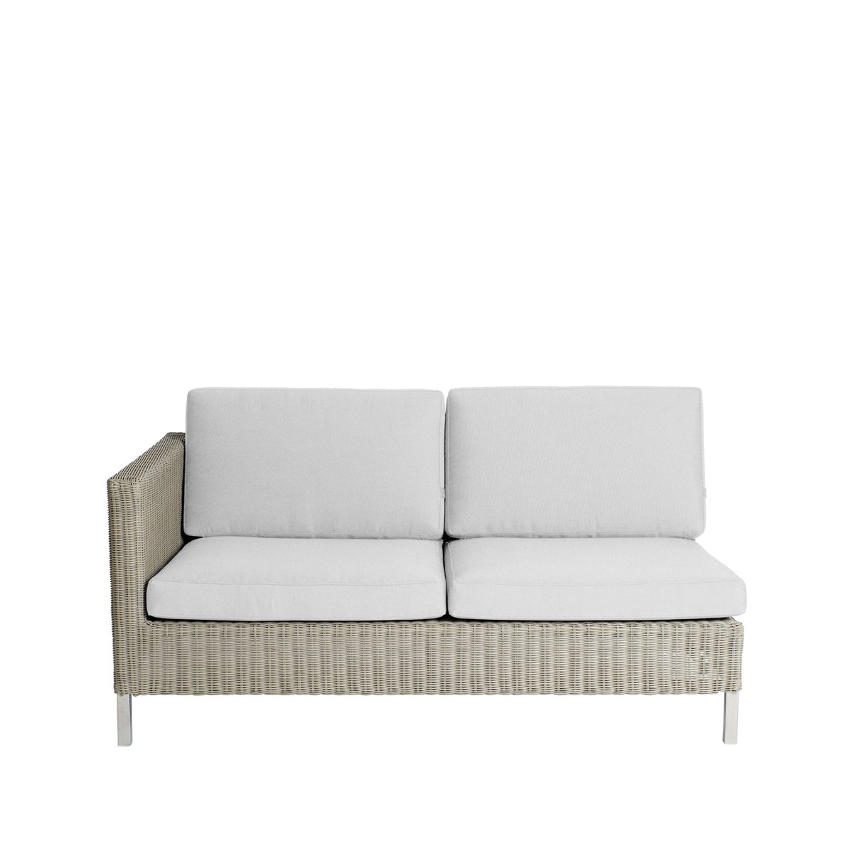 Cane-line Connect modulsoffa 2-sits taupe, höger, vita dynor