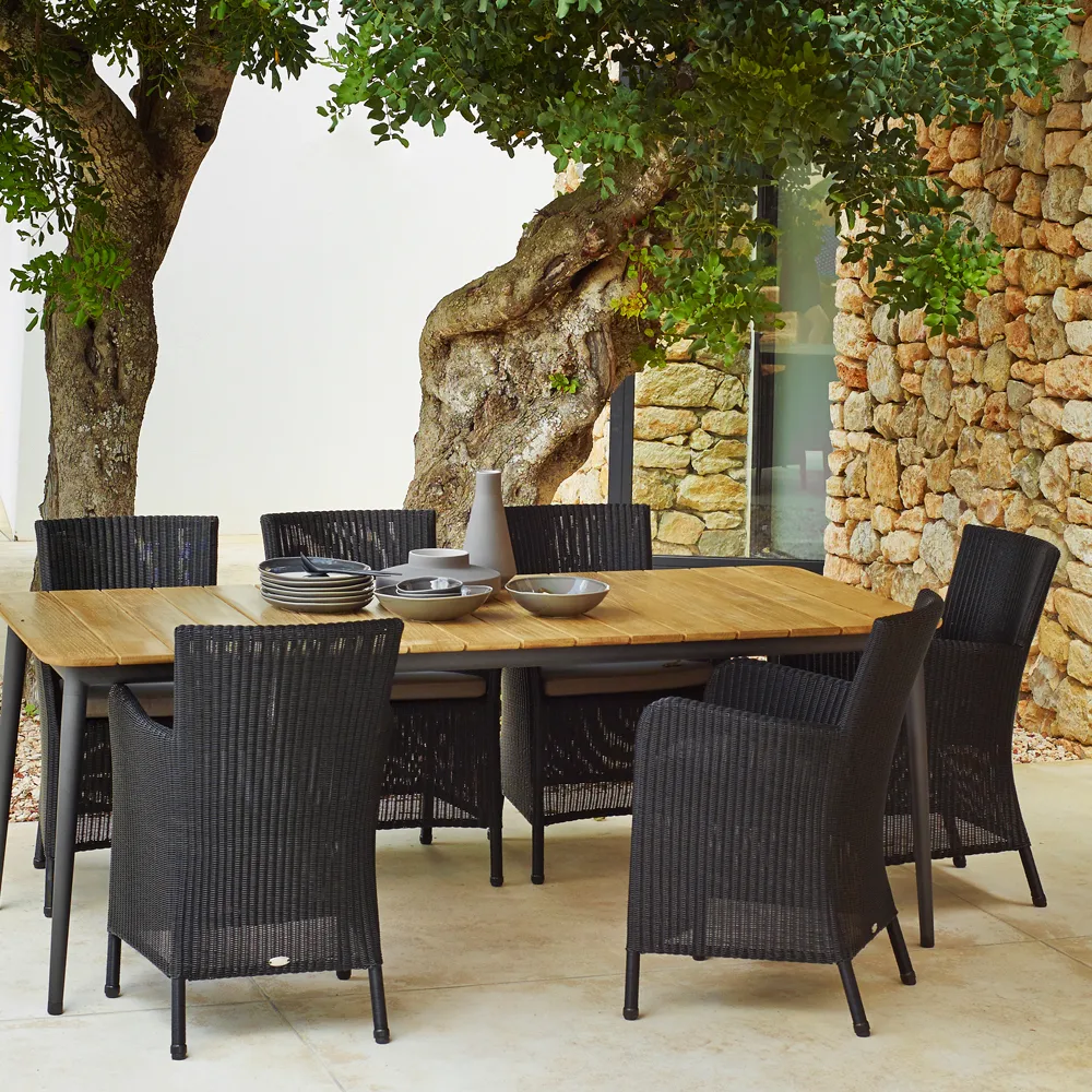 Core matbord teak 160x90x74 cm, Lava grey stativ Cane-line
