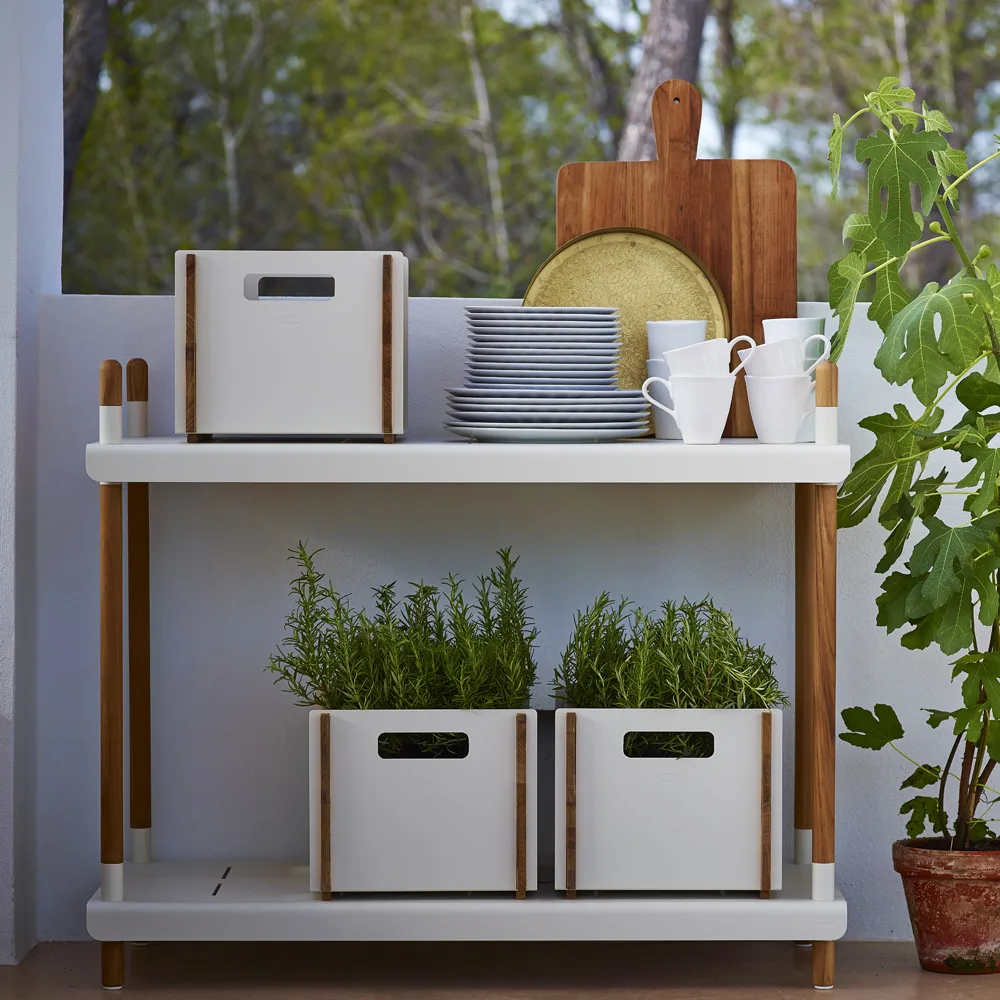 Frame hyllsystem, Lava grey, låg, teak Cane-line