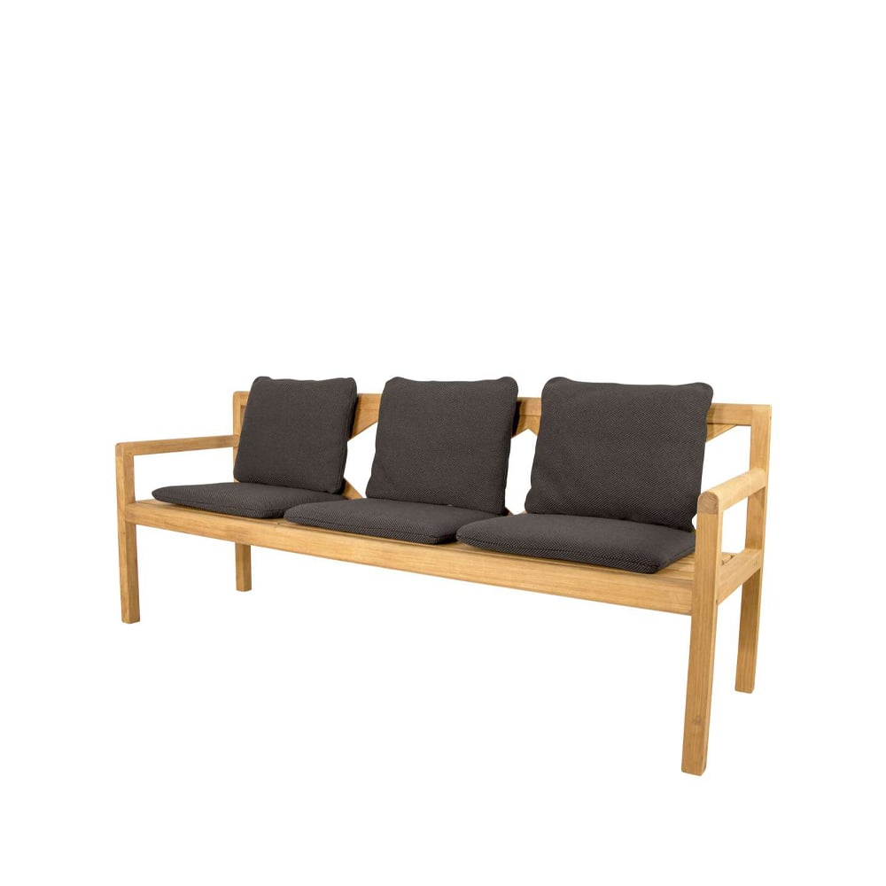Cane-line Grace 3-sits bänk Dark grey, teak | Skandinavisk Design | Trädgårdsbänkar | Grå