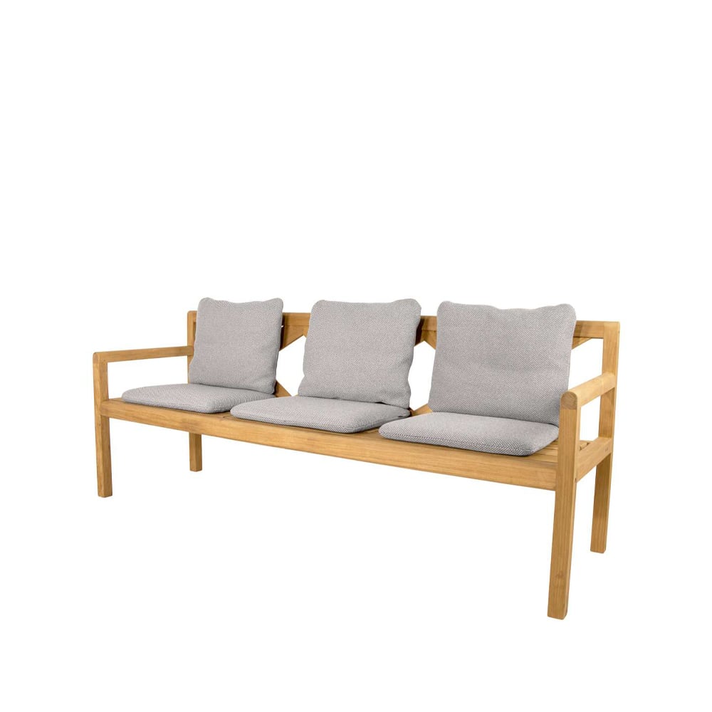 Cane-line Grace 3-sits bänk Light grey, teak | Skandinavisk Design | Trädgårdsbänkar | Grå