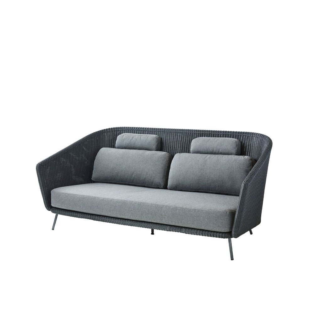 Cane-line Mega 2-sits soffa Graphic, gråa dynor | Skandinavisk Design | Trädgårdssoffor | Grå
