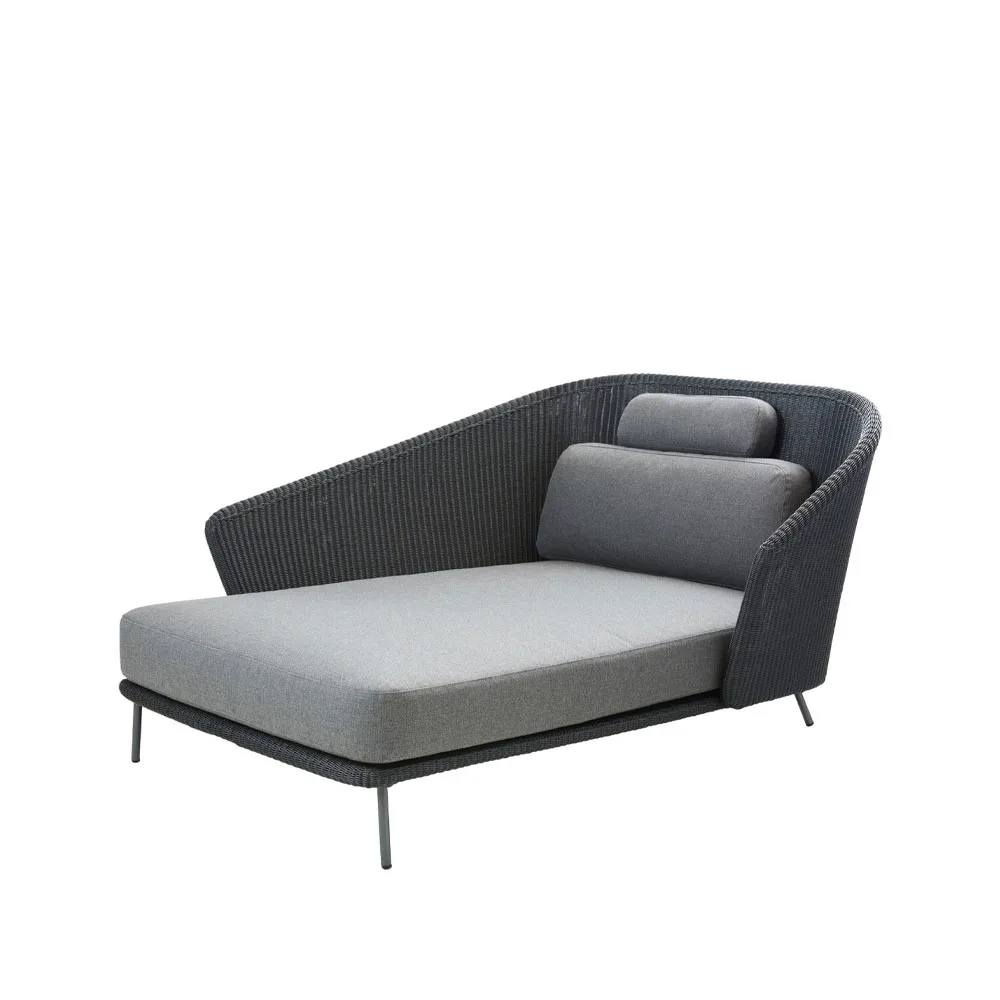 Cane-line Mega dagbädd Graphic, höger, inkl. gråa dynor