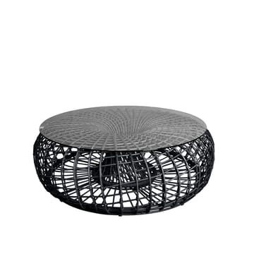 Nest bord/fotpall - Lava grey, stor, inkl. skiva i glas - Cane-line