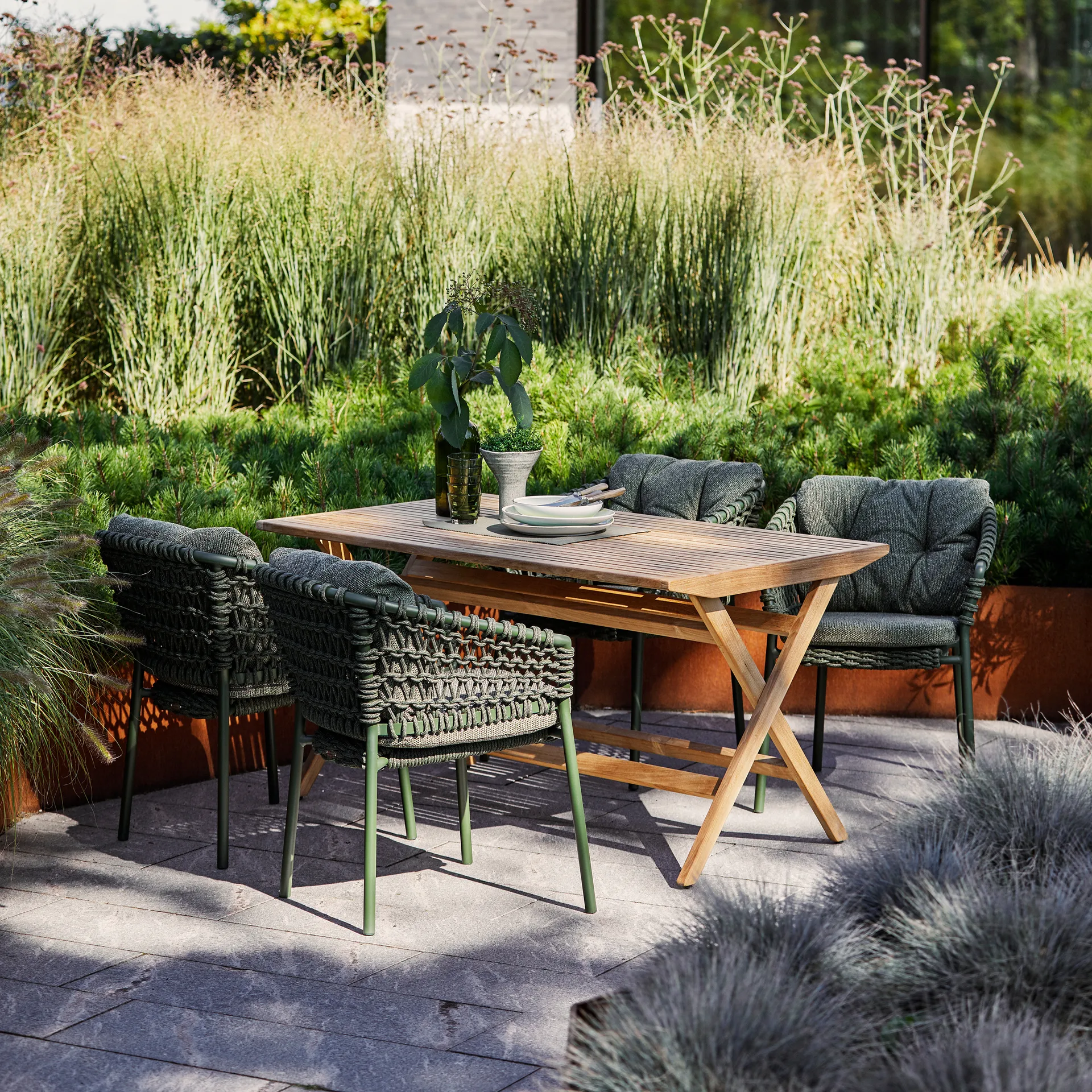 Ocean/Basket/Moments dynset stol, Wove dark green Cane-line