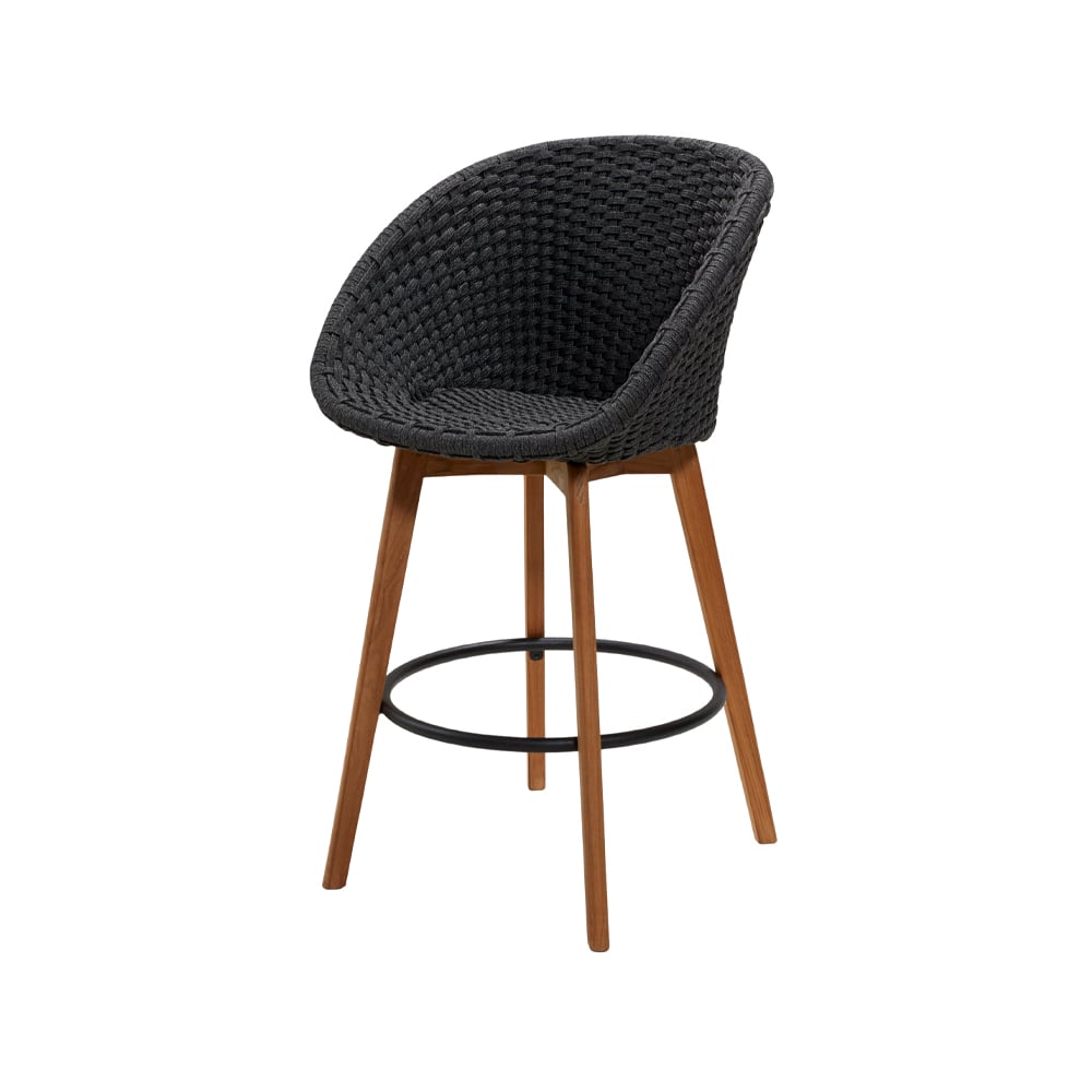Cane-line Peacock barstol Dark grey, teakben | Skandinavisk Design | Trädgårdsstolar | Grå