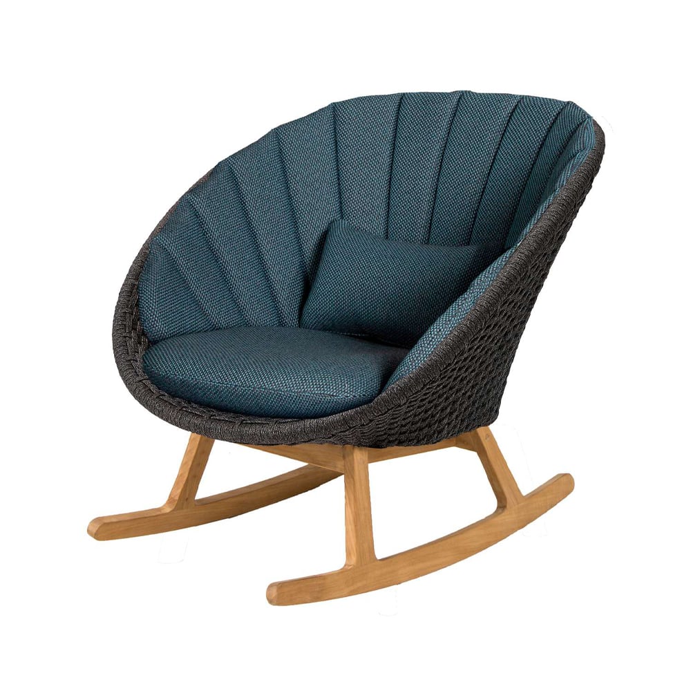 Cane-line Peacock gungstol Focus dark blue-teak | Skandinavisk Design | Trädgårdsstolar | Blå