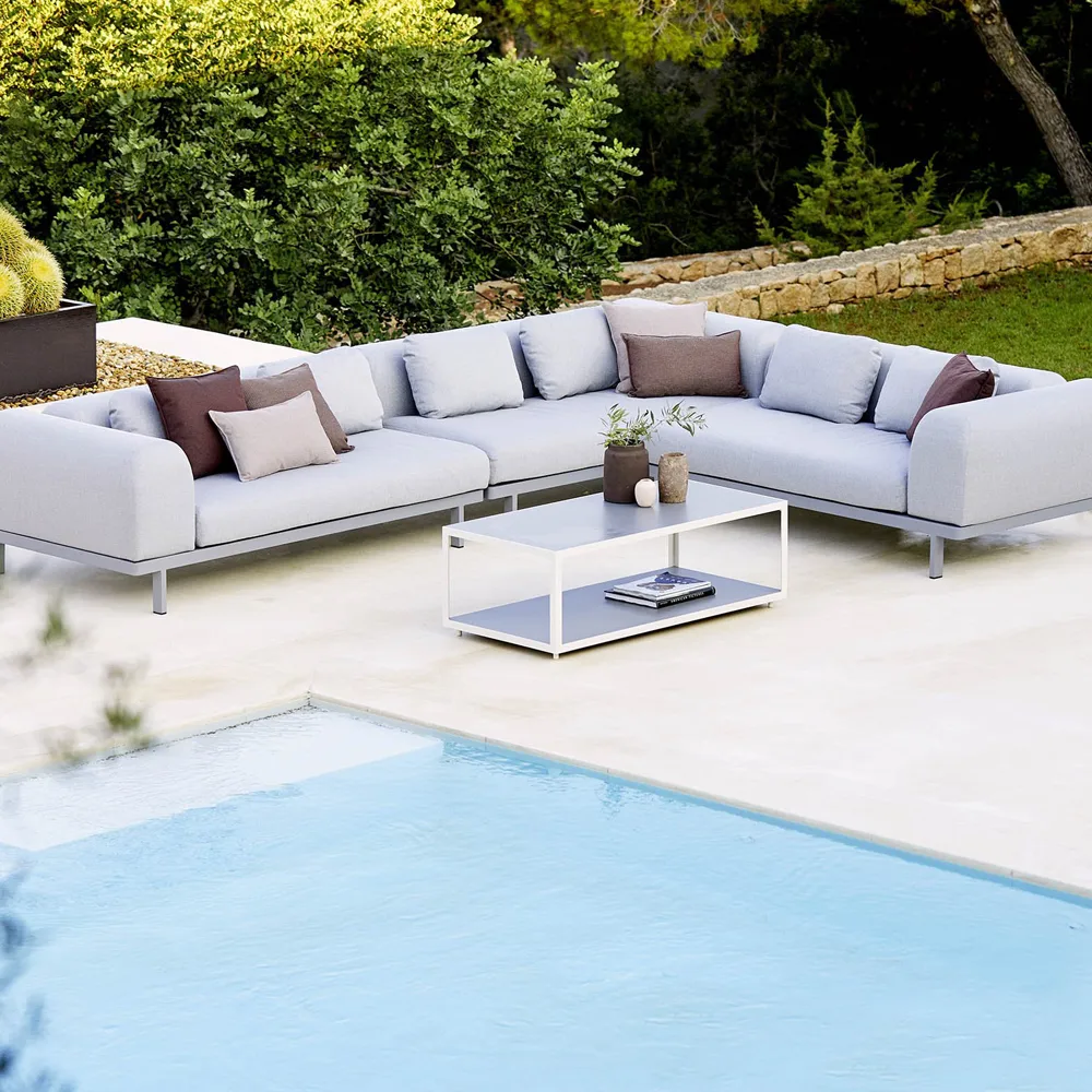 Space modulsoffa 2-sits light grey, Höger-grå aluminiumstativ Cane-line