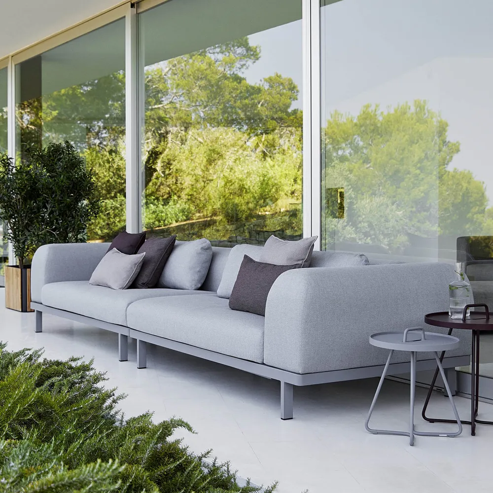 Space modulsoffa 2-sits light grey, Höger-grå aluminiumstativ Cane-line