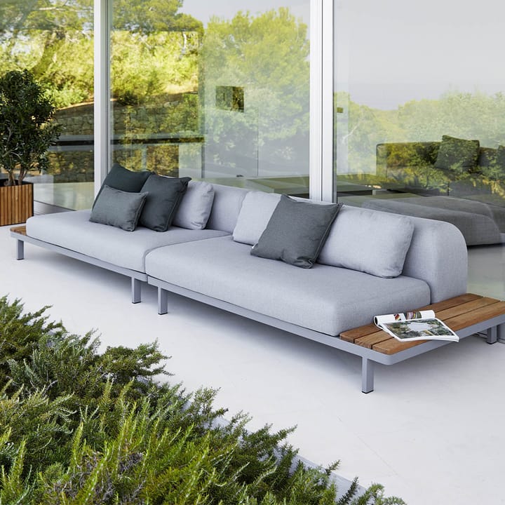 Space modulsoffa 2-sits light grey - Höger sidoskiva teak-grå alu.stativ - Cane-line