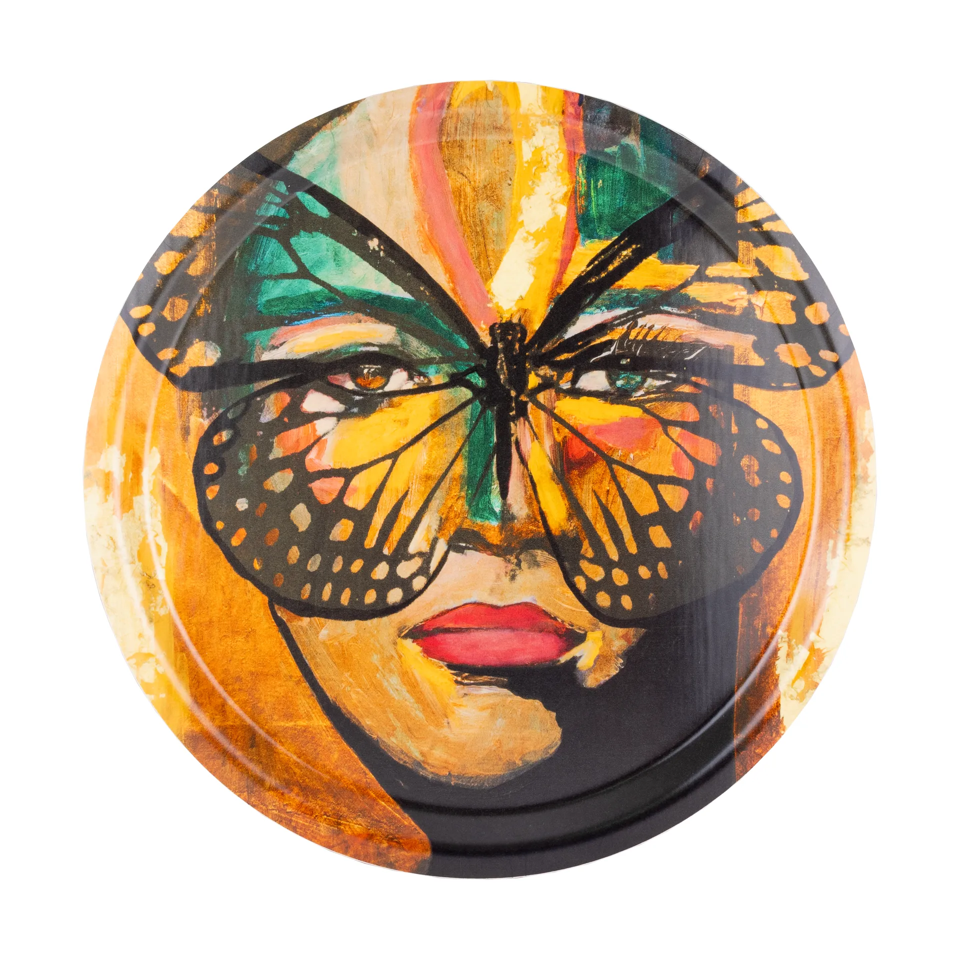 Golden Butterfly bricka Ø31 cm, Orange-black Carolina Gynning