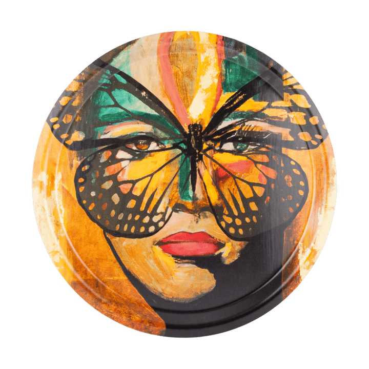 Golden Butterfly bricka Ø31 cm - Orange-black - Carolina Gynning