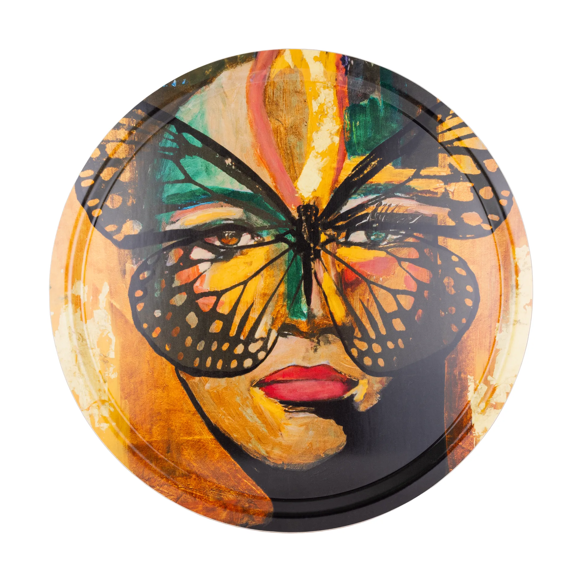 Golden Butterfly bricka Ø46 cm, Orange-black Carolina Gynning