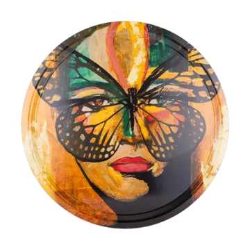 Golden Butterfly bricka Ø46 cm - Orange-black - Carolina Gynning