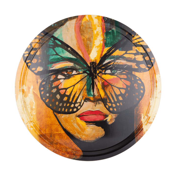 Golden Butterfly bricka Ø46 cm, Orange-black Carolina Gynning