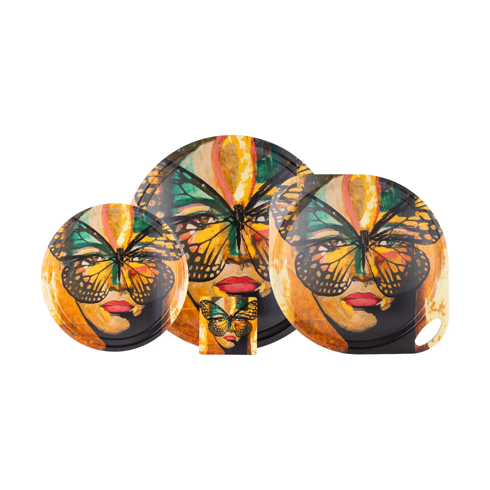 Golden Butterfly bricka Ø46 cm, Orange-black Carolina Gynning