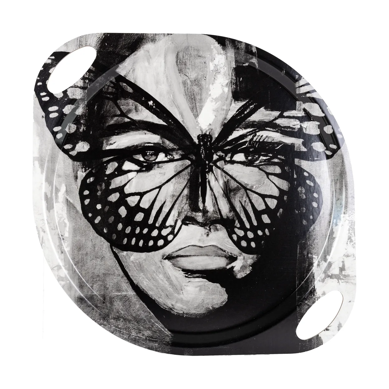 Carolina Gynning Golden Butterfly bricka med handtag 38x47 cm Black-white