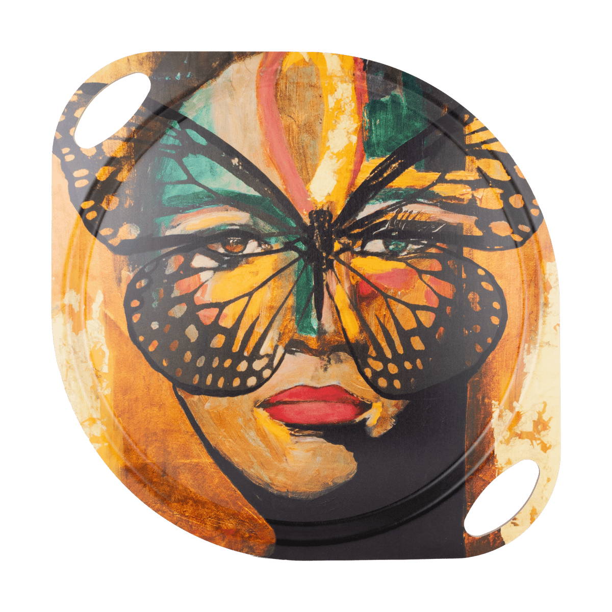 Carolina Gynning Golden Butterfly bricka med handtag 38x47 cm Orange-black
