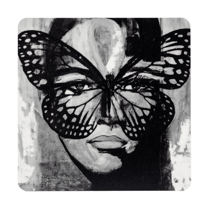 Golden Butterfly glasunderlägg 9x9 cm, Black-white Carolina Gynning