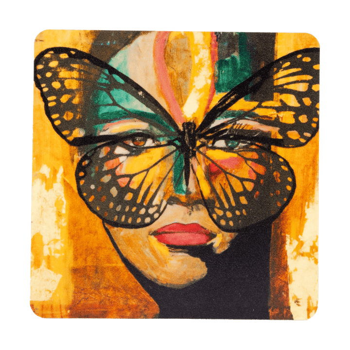 Golden Butterfly glasunderlägg 9x9 cm - Orange-black - Carolina Gynning