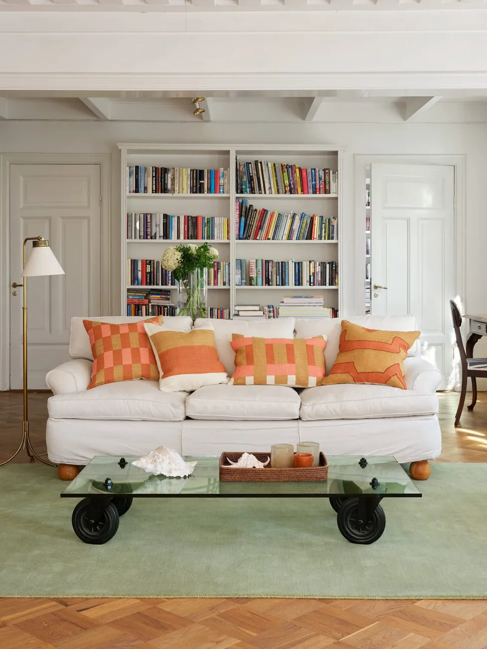 Benaras kuddfodral, Khaki-rose-apricot orange, 40x60 cm Chhatwal & Jonsson
