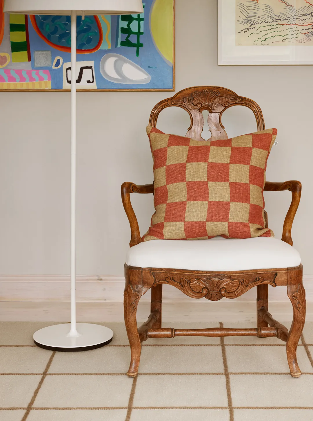 Buffalo Check, Khaki-apricot orange, 50x50 cm Chhatwal & Jonsson