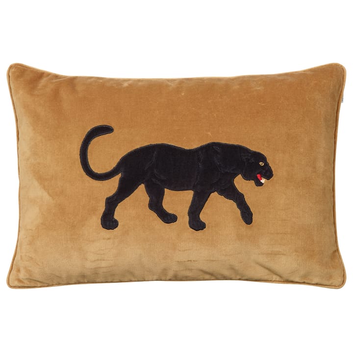 Embroidered Black Panther kuddfodral 40x60 cm - Masala yellow - Chhatwal & Jonsson