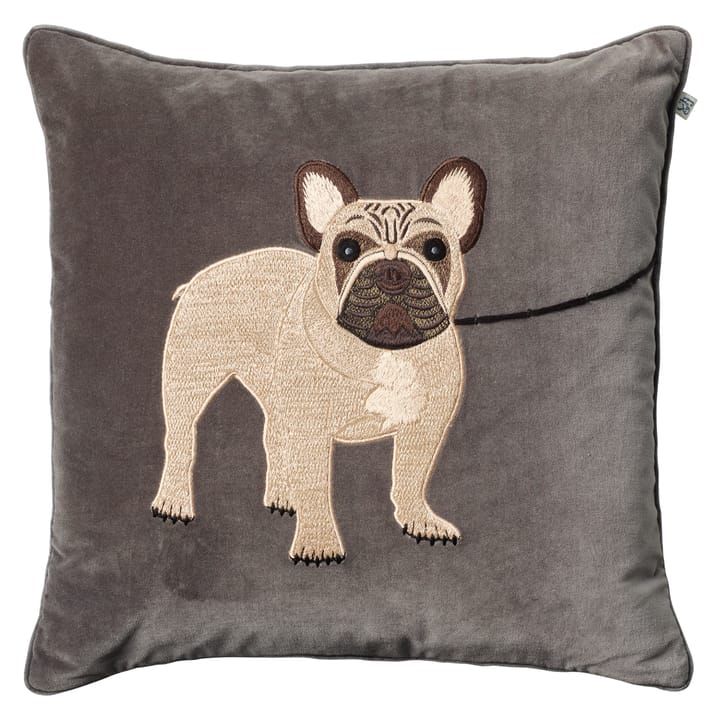 Embroidered French Bull Dog kuddfodral 50x50 cm - Grå - Chhatwal & Jonsson